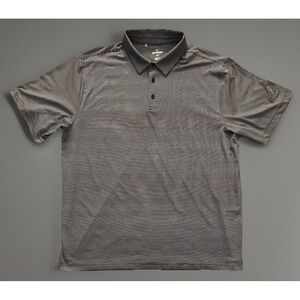 Under Armour Short Sleeve Polo Shirt Blue White Striped Logo 2XL XXL JBHS